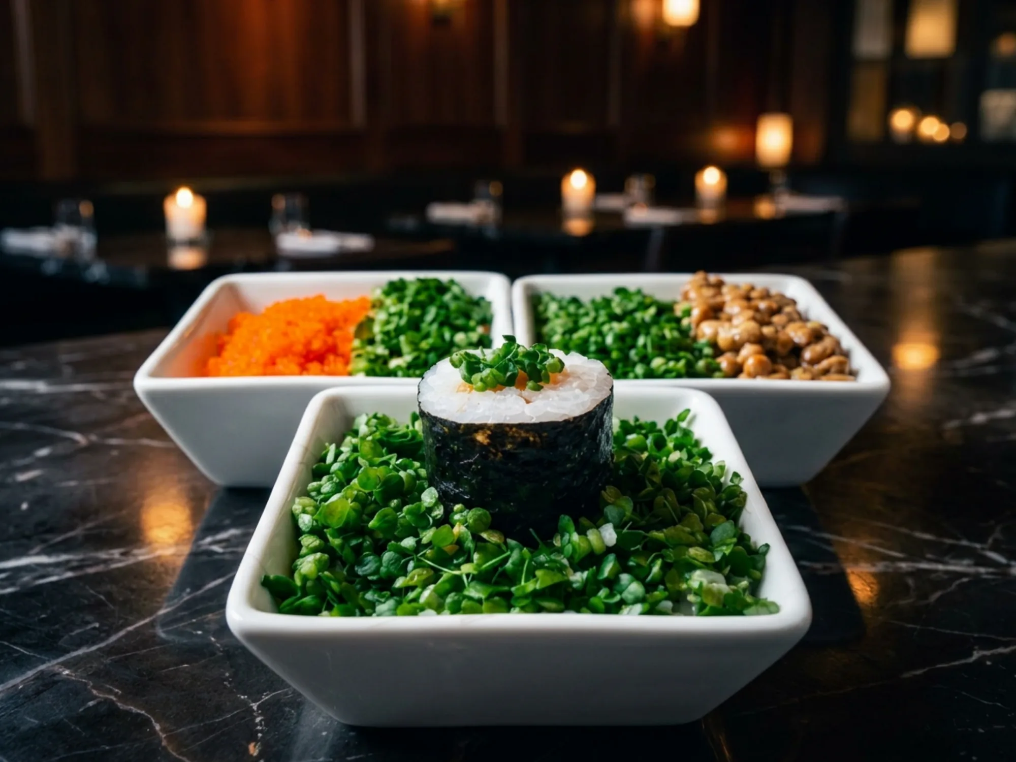 NanoGreens plated in an upscale dining setting